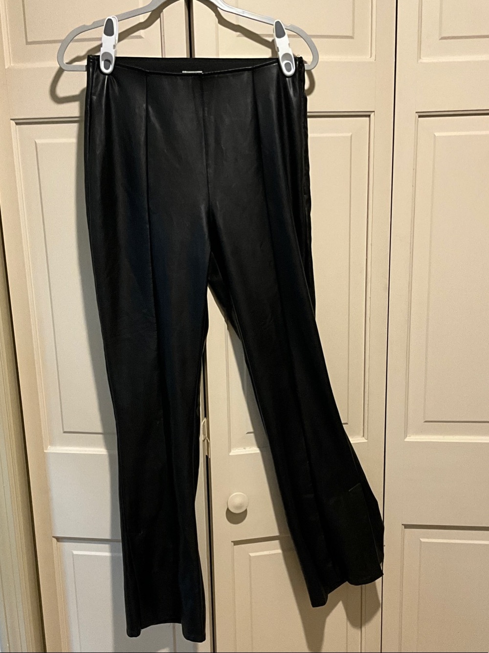 Abercrombie & Fitch Black Faux Leather Flare Pants